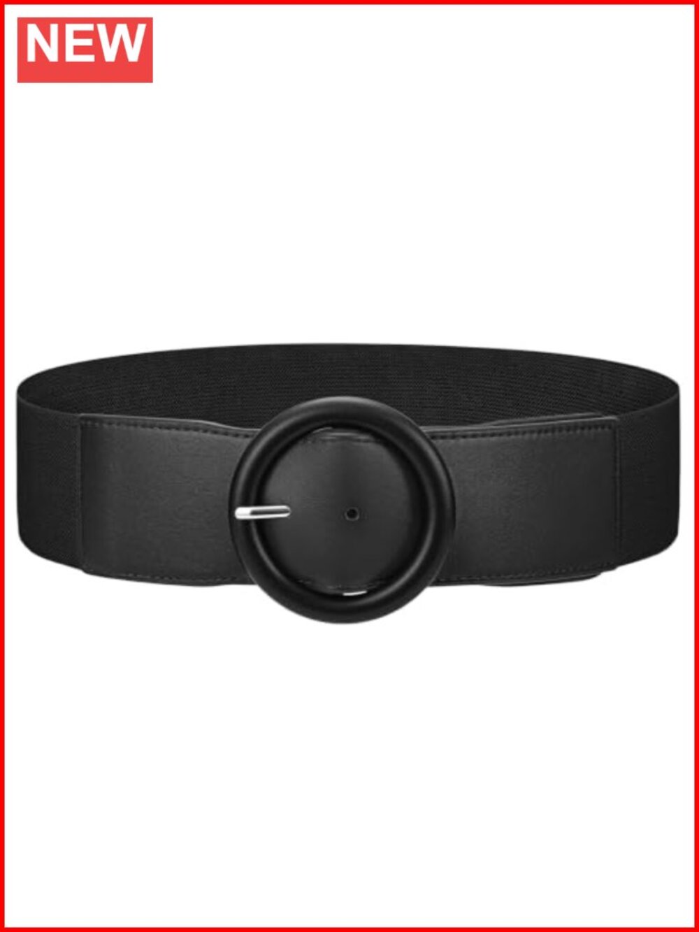 Wide Elastic Waist Belt for Dresses PU Leather Handmade Round Buckle Stretchy